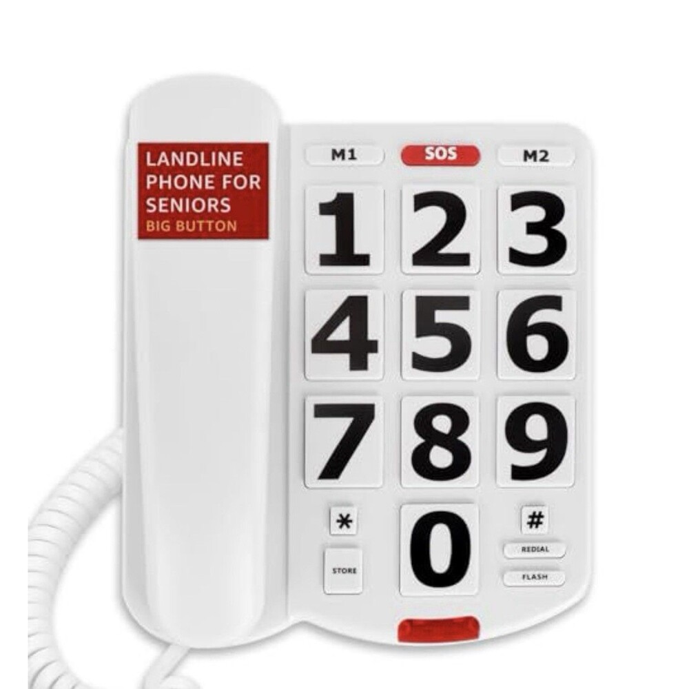 Uvital Big Button Landline Phone for Seniors Amplified Ringer Photo Dial